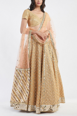 Beige embellished lehenga set