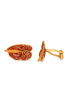 Gold anthurium leaf cufflinks