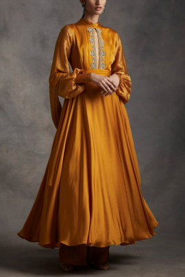 Yellow printed anarkali set