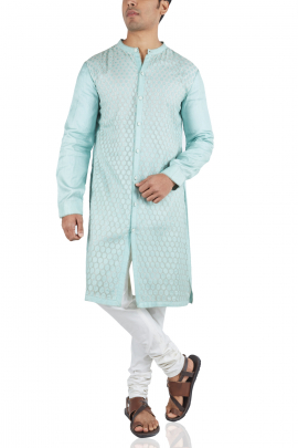 Mint tussar kurta with churidar