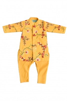 Mango yellow embroidered ajkan