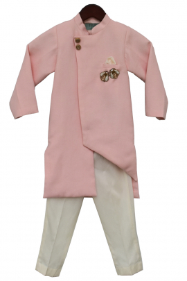 Peach linen ajkan and pant