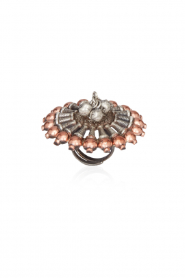 Antique silver & rose gold ring