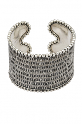 Oxidized silver beaded cuff bangle