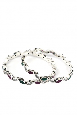 Silver & multicoloured bangles