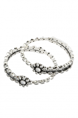 White and silver checkered bangles