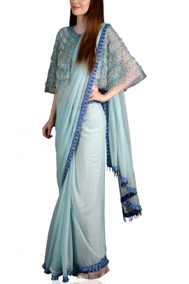 Powder blue cape sari
