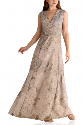 Dull gold sequin embellished gown