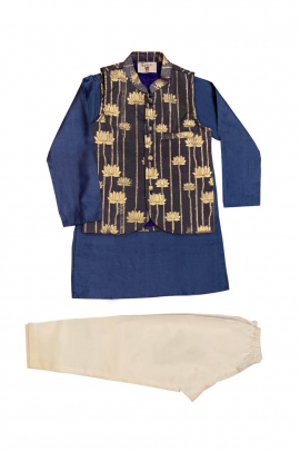 Navy blue bandi and kurta set