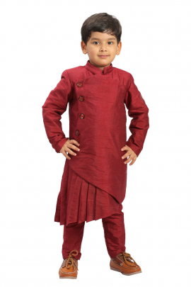 Maroon draped sherwani set