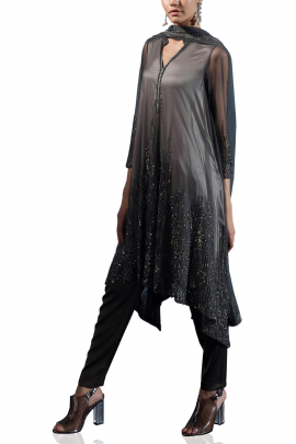 Charcoal embellished kurta set