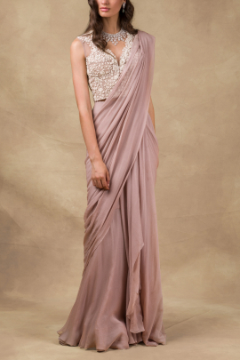 Champagne gold draped sari