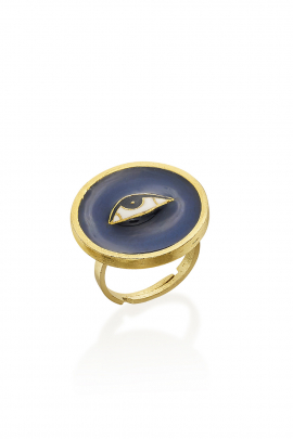 Gold & grey eye ring