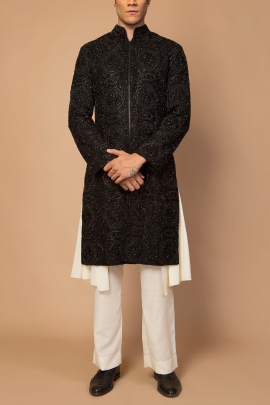 Black embroidered sherwani