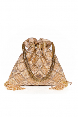 Gold embroidered potli bag