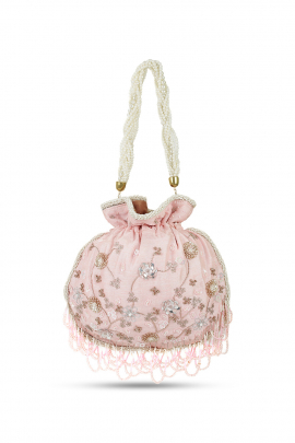 Blush pink embellished potli bag