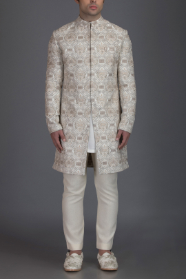 Ivory embroidered sherwani set